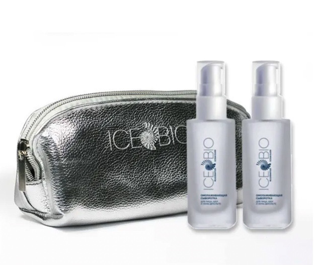 ICE BIO. Набор Сыворотка  2 шт омолаживающая для лица, шеи и зоны декольте 30мл, в косметичке в Пензе